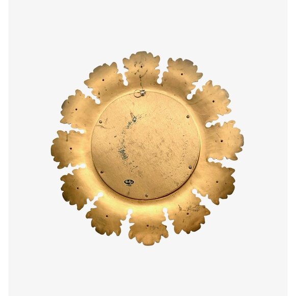 Mirror Sunburst Design Convex Shape andLeaf Motif by Syroco Vintage MCM Decor - Picture 4 of 5